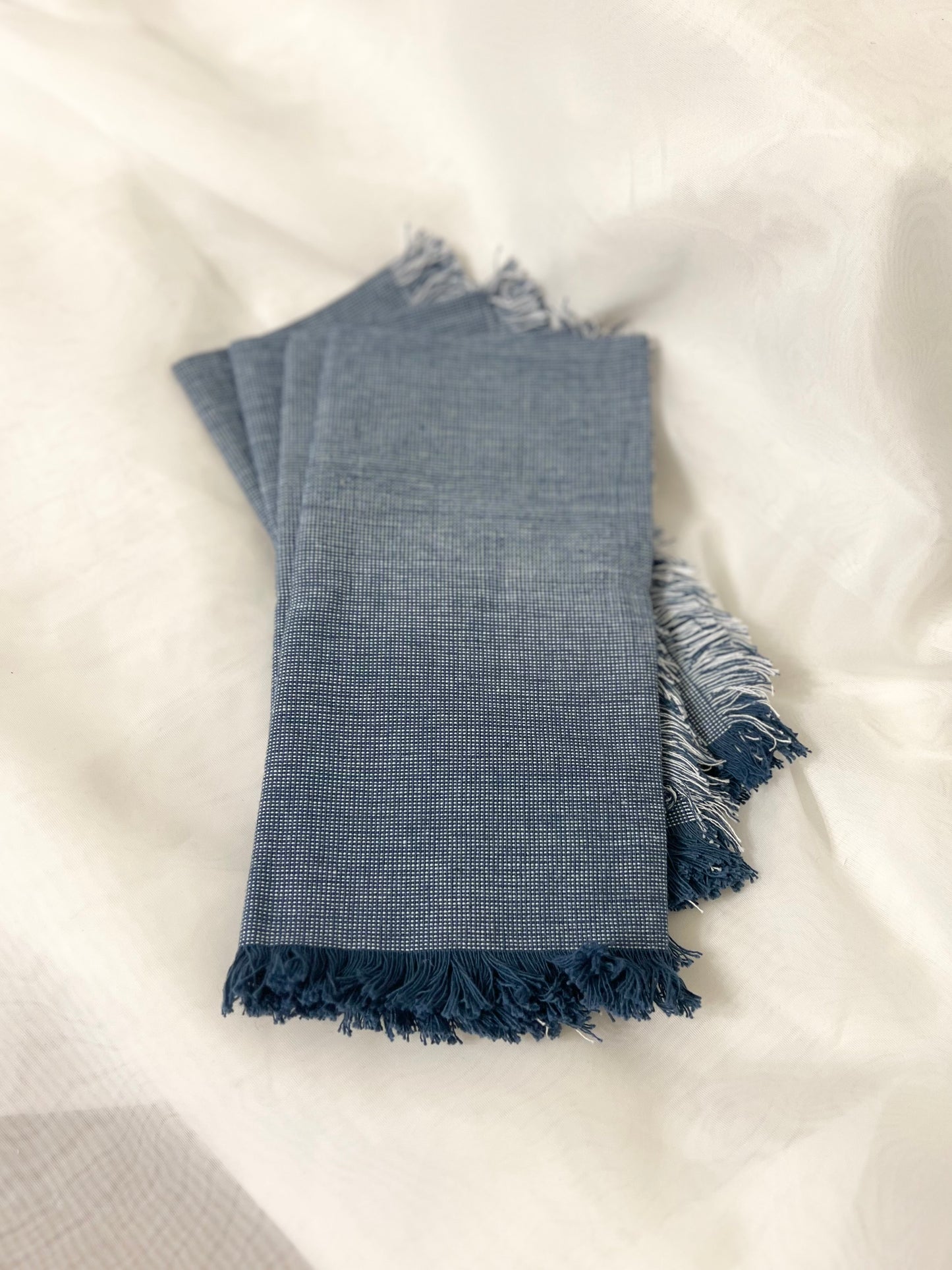 Fringe Denim Table Napkins | set of 4